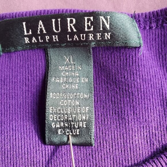 Lauren by Ralph Lauren~ Beautiful Deep Purple Casual Top w/ Sleeve Pocket Detail - Picture 3 of 6